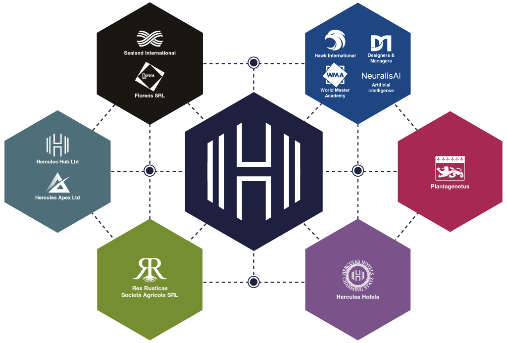 Hercules Holding group network with six business areas
